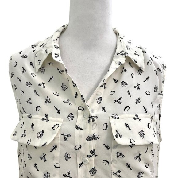 EQUIPMENT 100% Silk Instrument Music Band Sleeveless Tank Blouse size Small - Picture 3 of 8